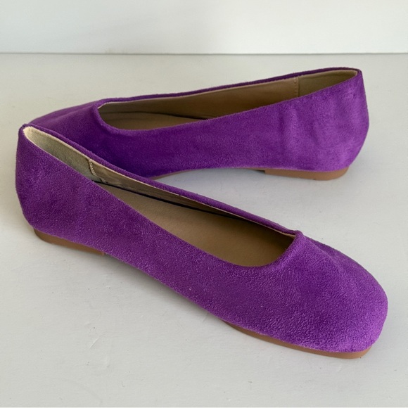 Unbranded Women's Purple Square Toe Faux Suede Ballet Flats Size EU 38 | US 7.5 - Picture 2 of 8
